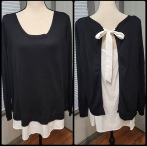 Torrid Black & White Bow Back Sweater